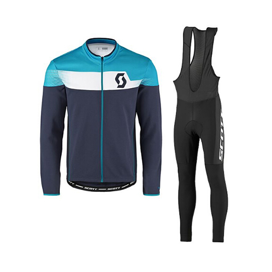 Scott Langarmtrikot 2017 und Lange Tragerhose blau